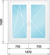 Пластиковое окно Novotex 1470х1420 мм
