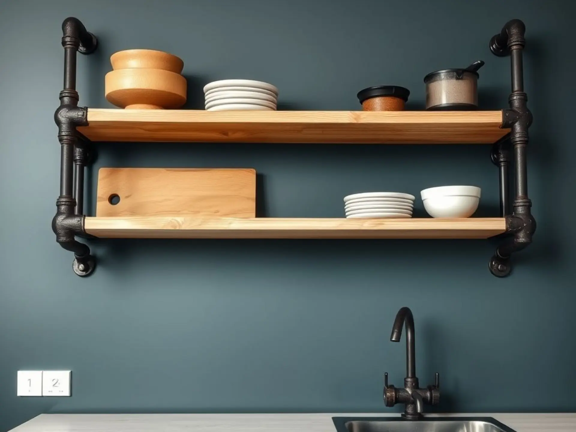 Полка-трансформер для кухни из металлических труб: оригинальное решение для интерьера