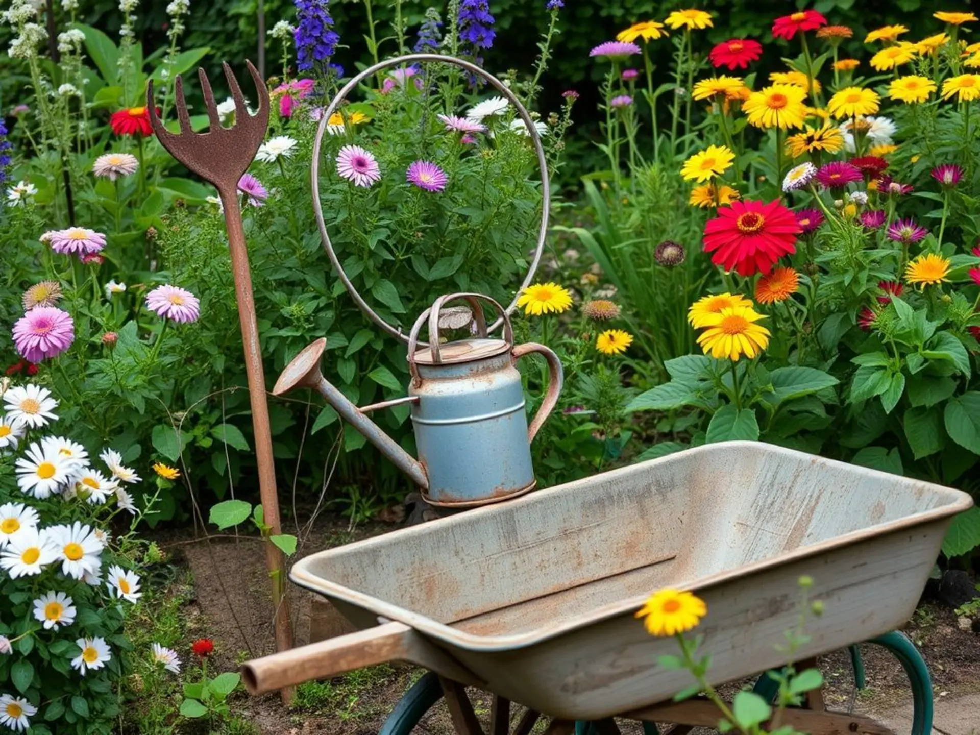 Старая садовая утварь в дизайне участка: новые идеи и решения